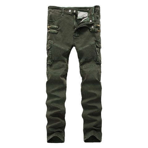 MENS CARGO Motorcycle Pants Army Green