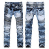 NEWSOSOO Patched Camo Biker Jeans Ripped Mens