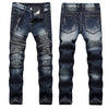 NEWSOSOO Patched Camo Biker Jeans Ripped Mens