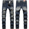 NEWSOSOO Patched Camo Biker Jeans Ripped Mens