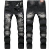 NEWSOSOO Patched Camo Biker Jeans Ripped Mens