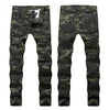 NEWSOSOO Patched Camo Biker Jeans Ripped Mens