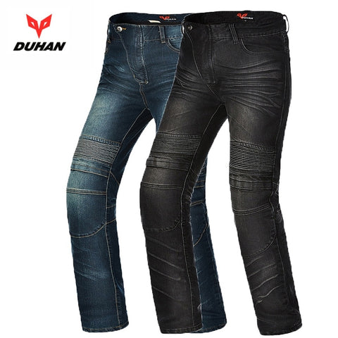 DUHAN Men's Motorcycle Jeans - Black / Blue