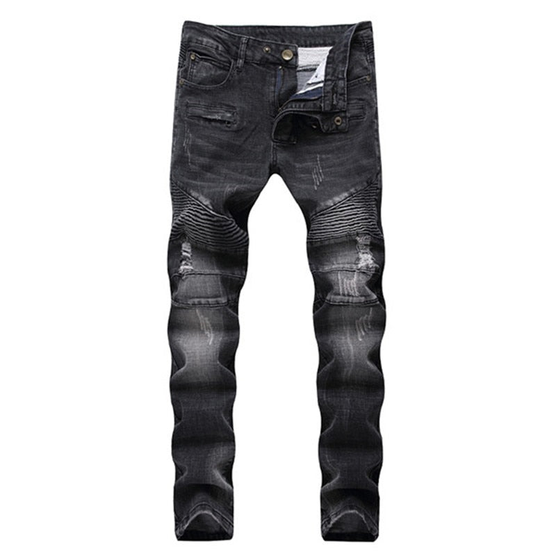 BUY NEWSOSOO Camo Biker Jeans Ripped Mens SALE NOW! - Rugged Motorbike Jeans