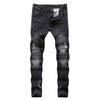 NEWSOSOO Patched Camo Biker Jeans Ripped Mens