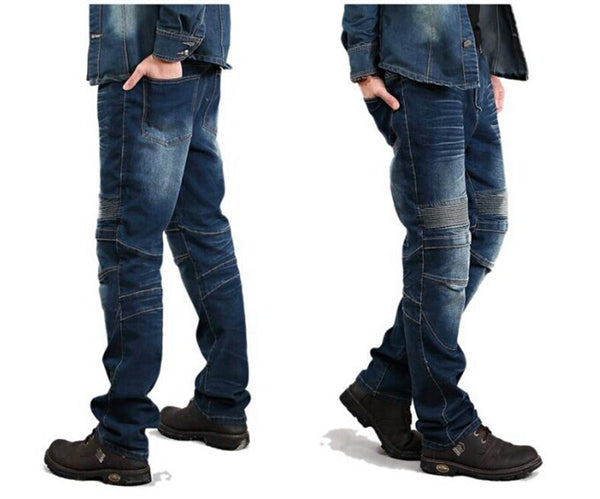 BUY DUHAN Men's Motorcycle Jeans - Black / Blue ON SALE NOW! - Rugged ...