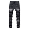 NEWSOSOO Patched Camo Biker Jeans Ripped Mens