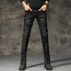 NEWSOSOO Patched Camo Biker Jeans Ripped Mens