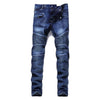 NEWSOSOO Patched Camo Biker Jeans Ripped Mens