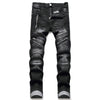 NEWSOSOO Patched Camo Biker Jeans Ripped Mens