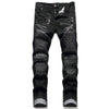 NEWSOSOO Patched Camo Biker Jeans Ripped Mens