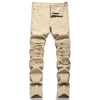 NEWSOSOO Patched Camo Biker Jeans Ripped Mens