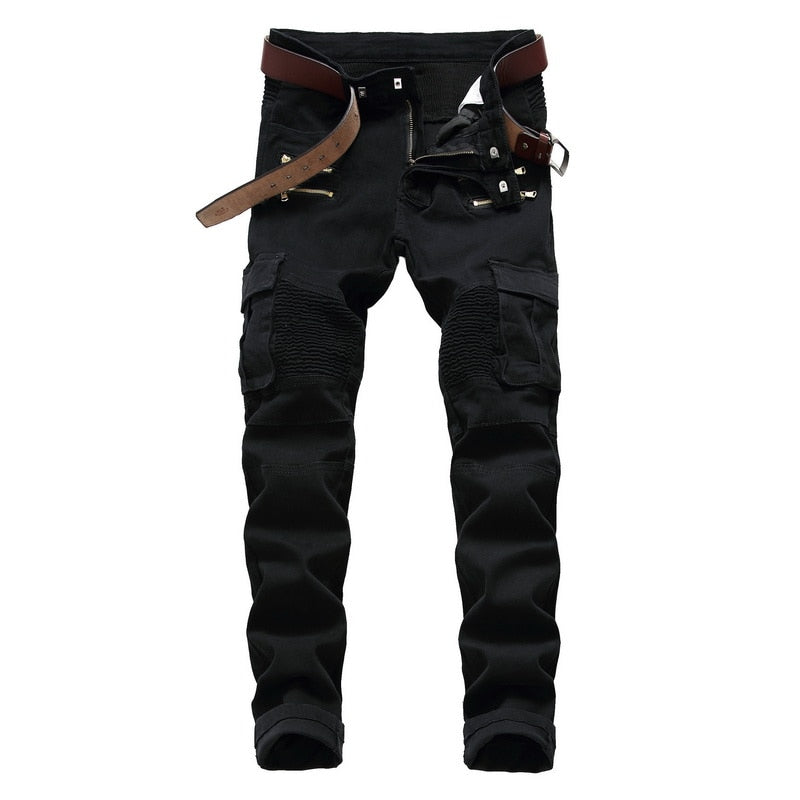 Mens Motorcycle Cargo Pants With Side Pockets On Sale - Rugged Motorbike  Jeans