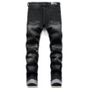 NEWSOSOO Patched Camo Biker Jeans Ripped Mens