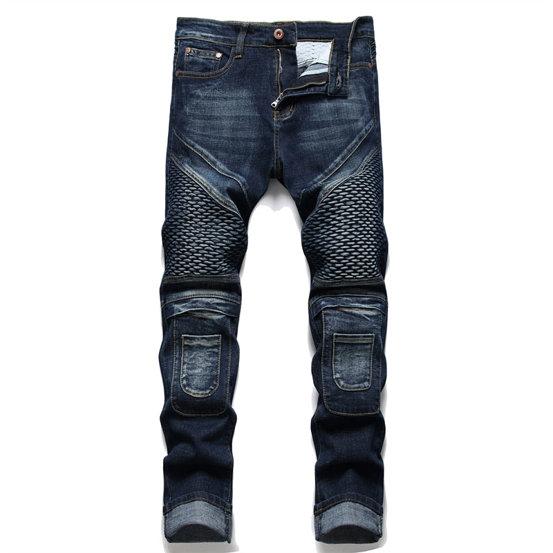 NEWSOSOO Patched Camo Biker Jeans Ripped ON SALE NOW! - Rugged Motorbike Jeans