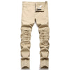 NEWSOSOO Patched Camo Biker Jeans Ripped Mens