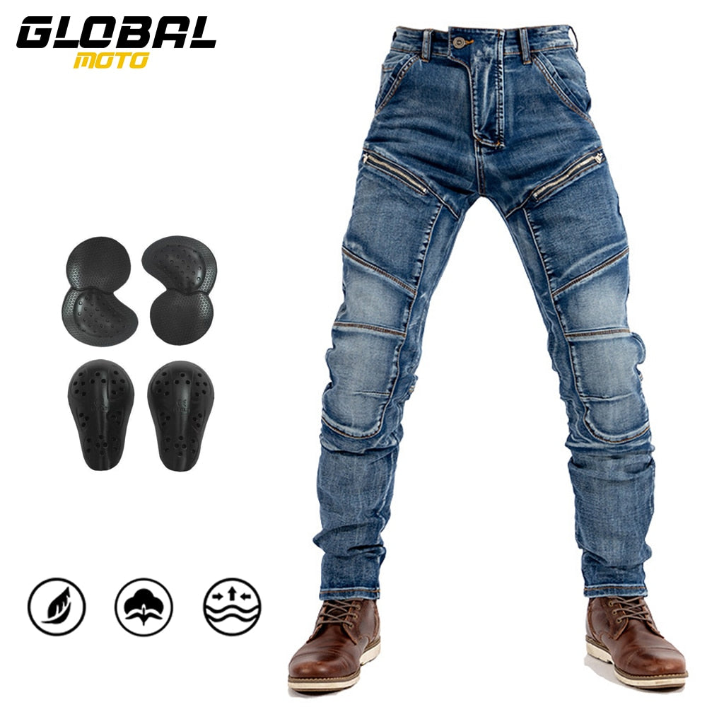 Zorgvuldig lezen beginnen Automatisering BUY ROCK BIKER Motorcycle Denim Jeans With Knee Protection ON SALE NOW! -  Rugged Motorbike Jeans