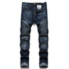 NEWSOSOO Patched Camo Biker Jeans Ripped Mens