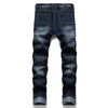 NEWSOSOO Patched Camo Biker Jeans Ripped Mens