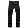 NEWSOSOO Patched Camo Biker Jeans Ripped Mens