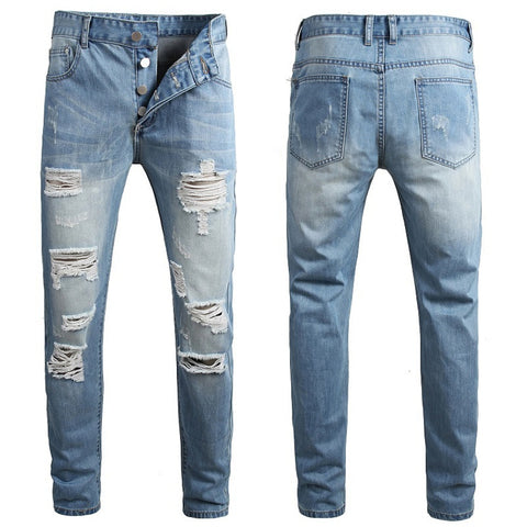 Mens Biker Faded Jeans