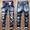 Mens Denim Patched Blue / Black Jeans