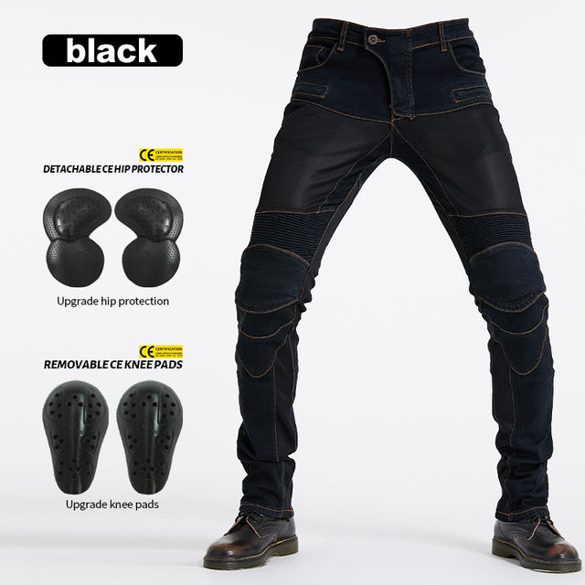 BUY ROCK BIKER Motorcycle Denim Jeans With Knee Protection ON SALE NOW! -  Rugged Motorbike Jeans