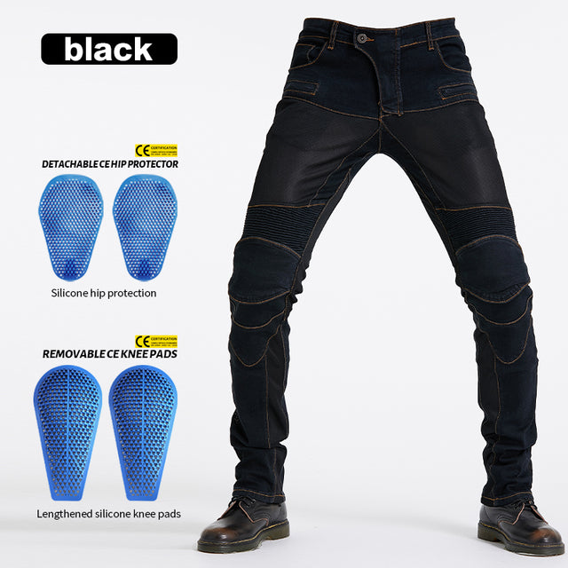 BUY ROCK BIKER Motorcycle Denim Jeans With Knee Protection ON SALE NOW! -  Rugged Motorbike Jeans