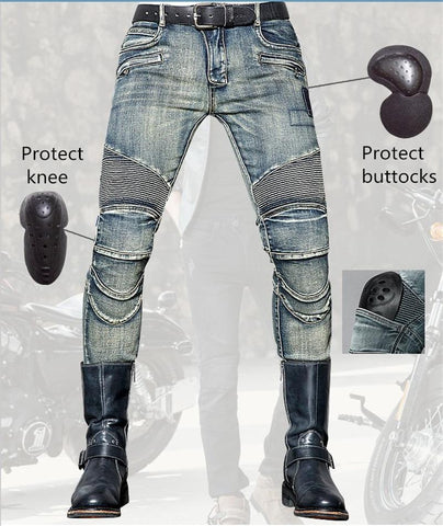 UGLYBROS Blue Biker Jeans With Knee Pads